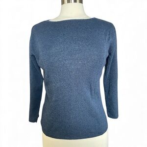 Vintage Chicos Linen Cotton Blend Sweater Size M Blue Knit Minimalist Classic